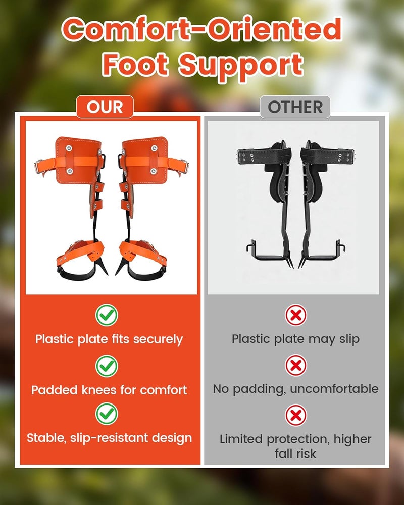 Xeoca Tree Climbing Spikes Set Tree Climbing Gear 1 Pair Alloy Steel Climbing Spurs 350lbs Load Capacity Arborist Equipment for Climbers, Fruit Picking and Lumberjack - Image 4